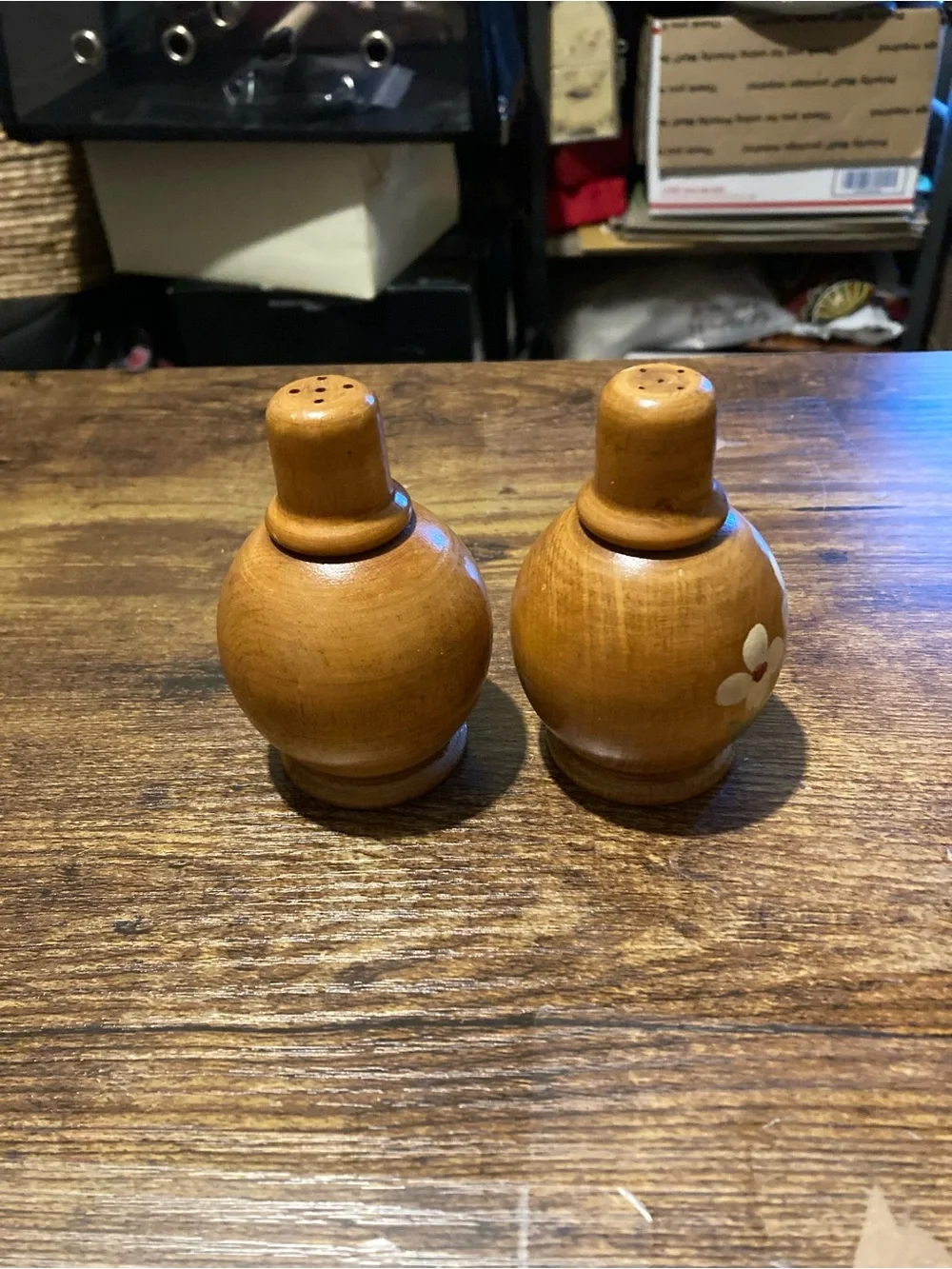Wood carved salt & pepper shakers